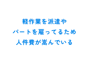 軽作業を派遣や パートを雇ってるため人件費が嵩んでいる